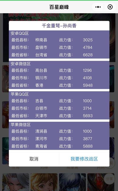 王者荣耀战区最