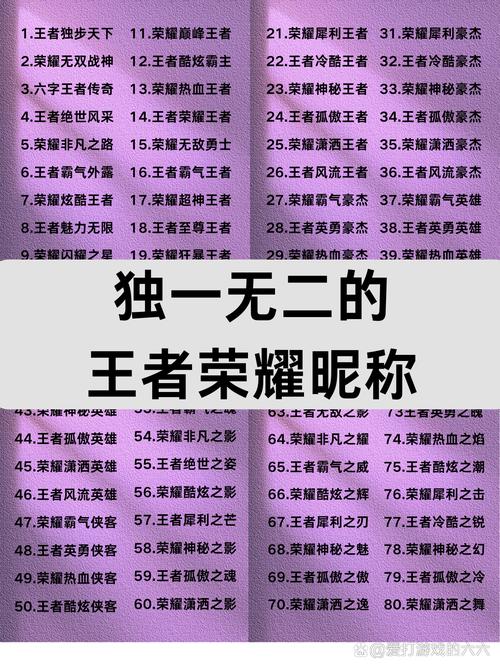 王者荣耀昵称生