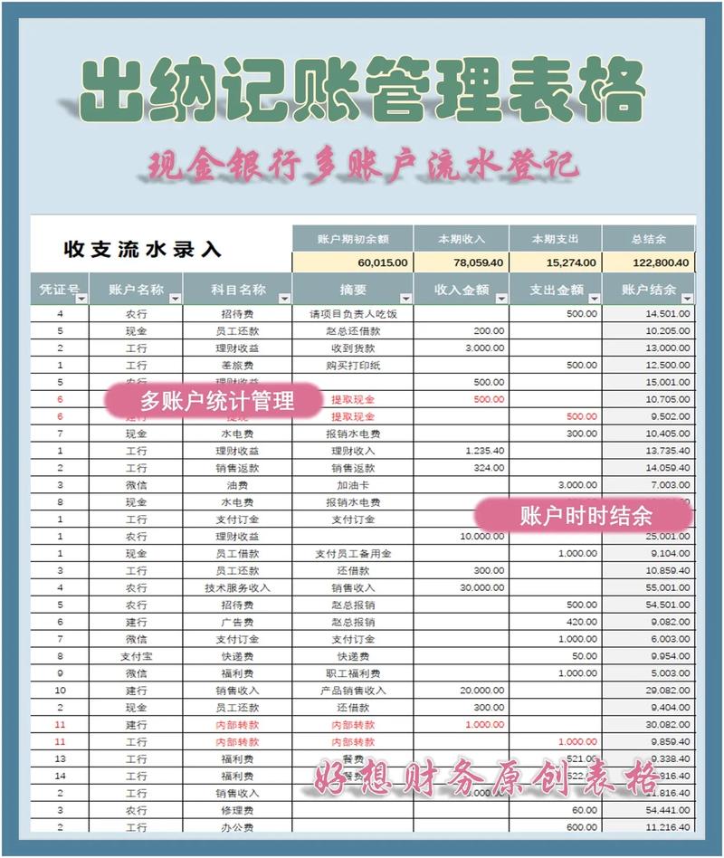 财务记账excel表格