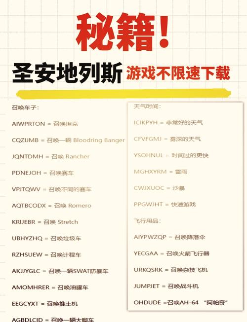 圣安地列斯秘籍
