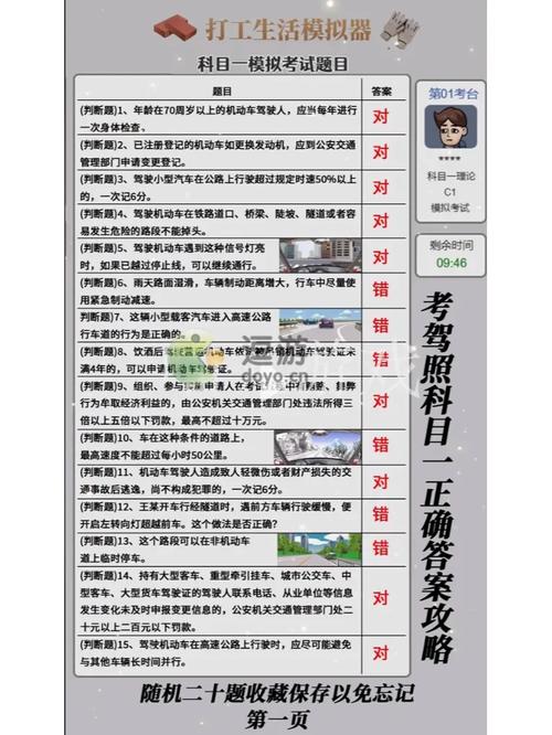 打工人模拟器科目一答案大全去限制版