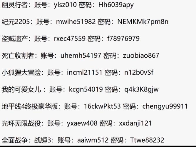 游戏账号密码大免费阅读