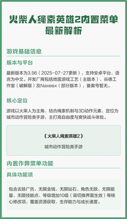 火柴人绳索英雄二破解版内置MOD菜单绅士