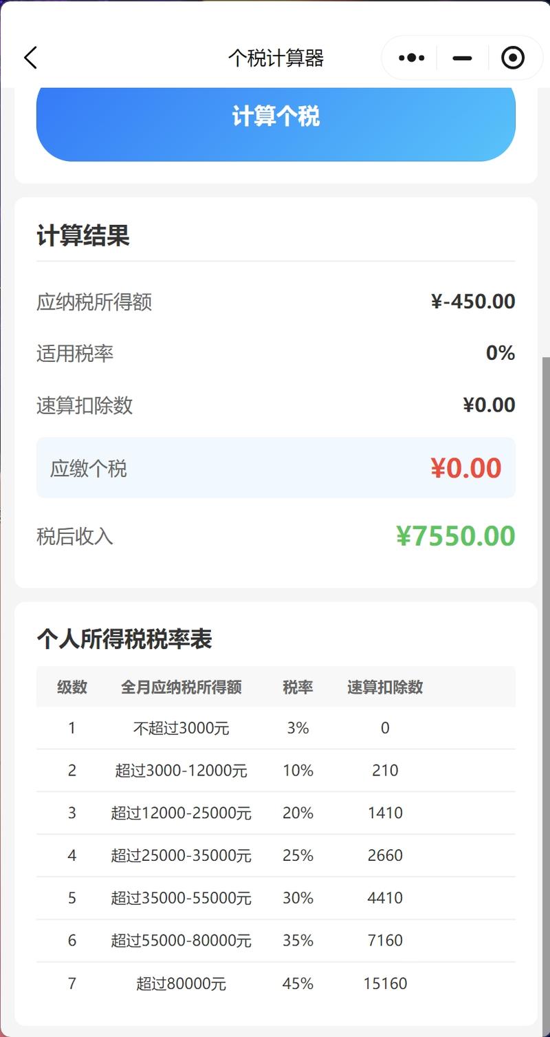 个人所得税计算器模拟器网页版