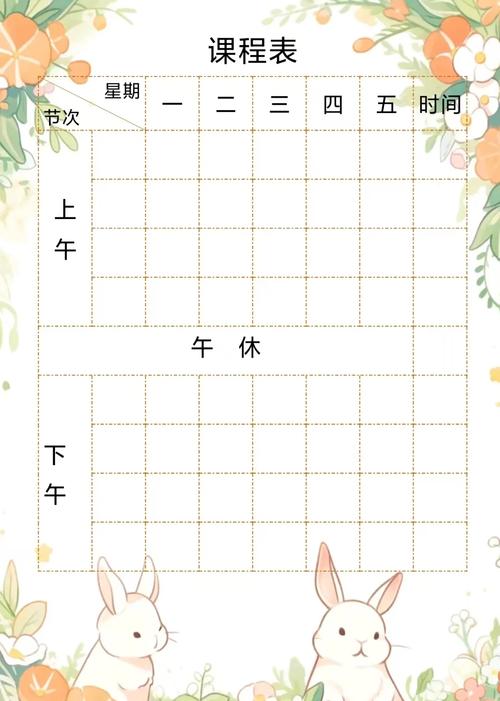 小学课程表word模板