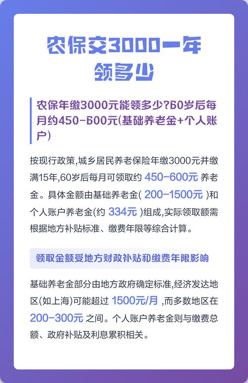 农保交3000一年领多少
